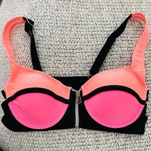 Neon Zip Bikini Top